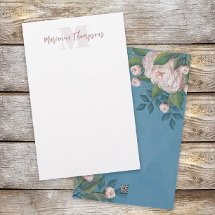 Chic Blush Pink Vintage Rose Floral Elegant Flower Stationery