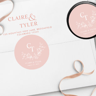 Chic Blush Pink Wedding Envelope Seal / Favour