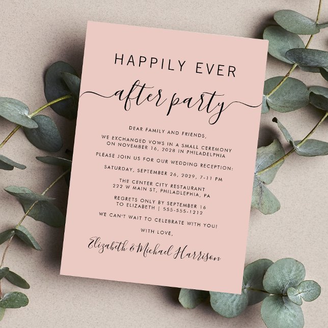 Chic Blush Pink Wedding Reception Invitation (Creator Uploaded)