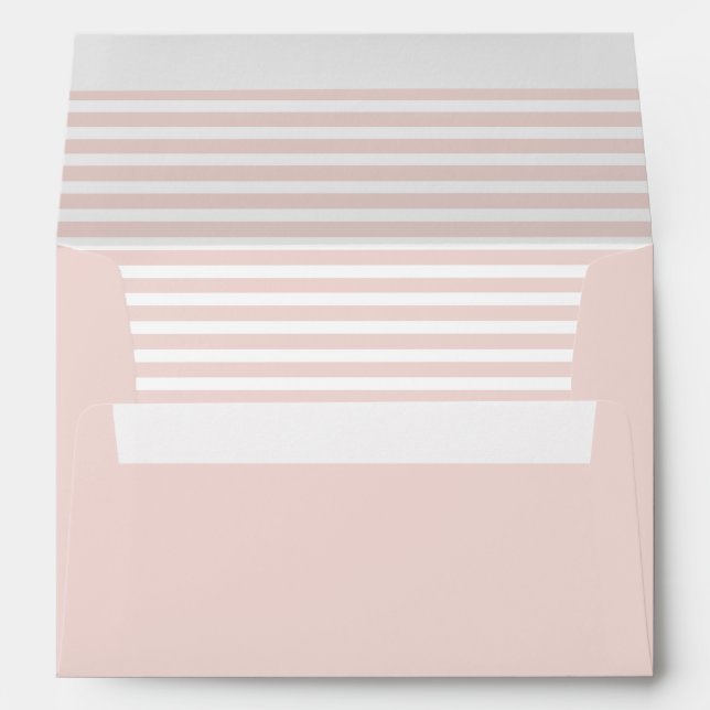 Chic blush pink white thin stripes girly cute envelope (Back (Bottom))