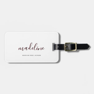 Chic Blush Pink with black Calligraphy name Luggage Tag