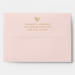 Chic Blush Pink with Gold Heart Envelope