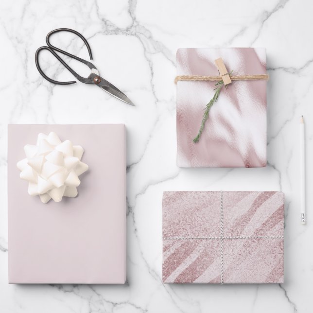 Chic Blush Pink Zebra Animal Birthday  Wrapping Paper Sheet (Front)