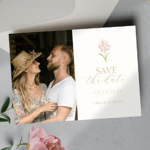 Chic Blush Rose Ivory Photo Wedding Save The Date