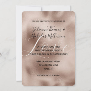 Chic Blush Rose Pink White Love Wedding Invitation
