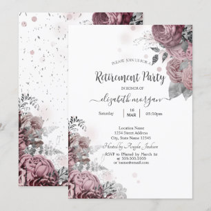 Chic Blush Roses Retirement   Invitation