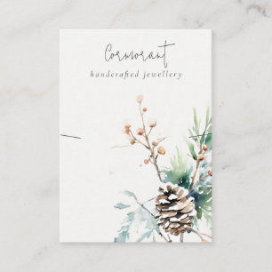 Chic Blush Snow Winter Berries Necklace Holder Business Card