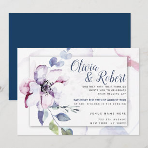 Chic Blush Watercolor Apple Blossom Invitation