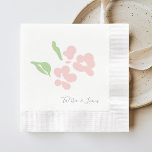 Chic Blush Watercolor Floral Coined Paper Napkin