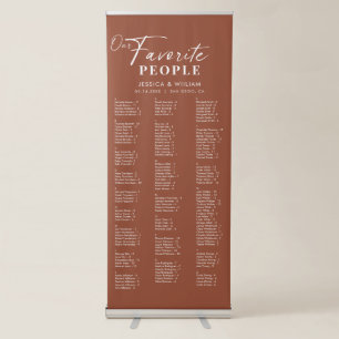 Chic Bohemian Alphabetical Wedding Seating Chart Retractable Banner