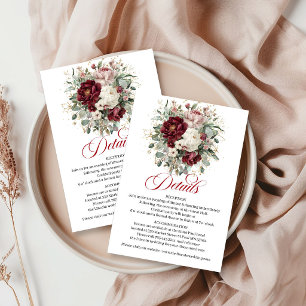 Chic Bohemian Burgundy Flowers Greenery Gold Detai Enclosure Card