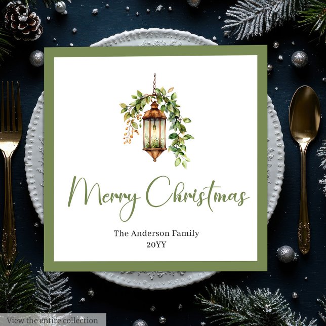 Chic Bohemian Christmas Lantern Rustic Dinner   Napkin (Chic Bohemian Christmas Lantern Rustic Dinner Napkins)