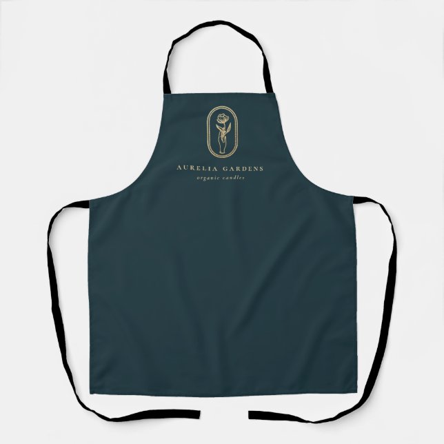 Chic Bohemian Golden Floral Logo Apron (Front)