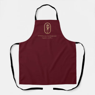 Chic Bohemian Golden Floral Logo Apron