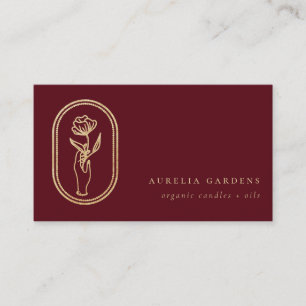 Chic Bohemian Golden Floral Logo Business Card