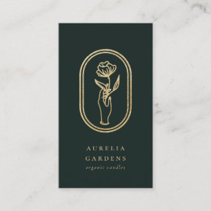 Chic Bohemian Golden Floral Logo Business Card