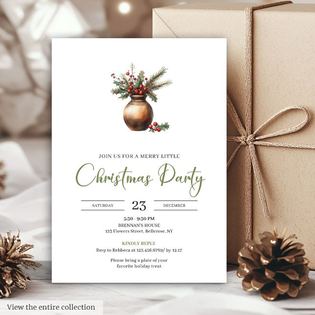 Chic Bohemian Neutral Botanical Holiday Dinner   Invitation (Chic Bohemian Neutral Botanical Holiday Dinner Card)
