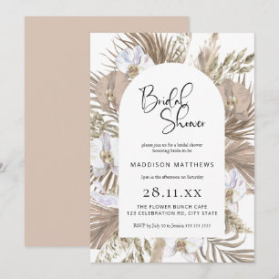 Chic Bohemian Palm Arch: Perfect Pink Shower Invitation