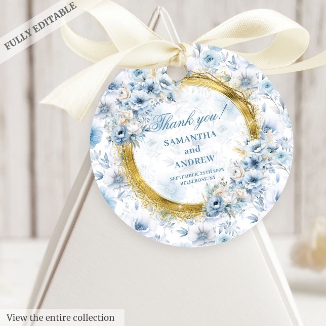 Chic Bohemian Pastel Blue Gold Wedding Gift Tag (Chic Bohemian Pastel Blue Gold Wedding Gift Tag)