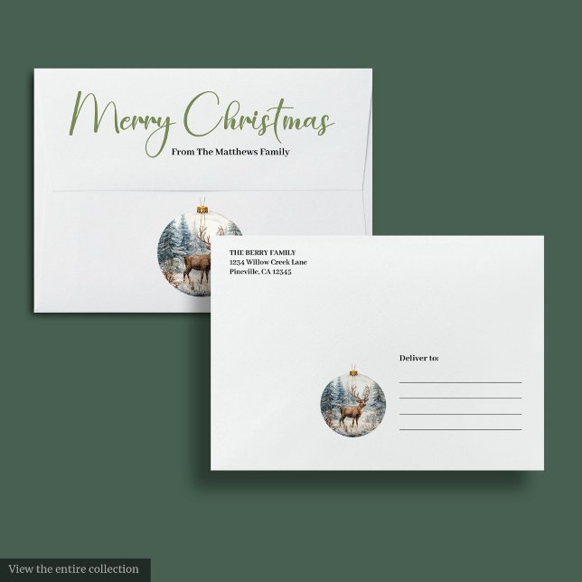 Chic Bohemian Rustic Christmas Scene Envelopes (Chic Bohemian Rustic Christmas Scene Envelope)