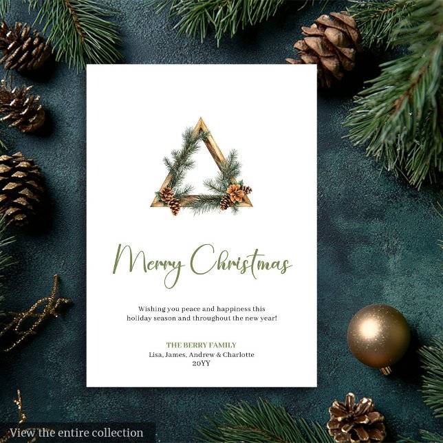 Chic Bohemian Rustic Neutral Christmas Greeting  Holiday Card (Chic Bohemian Rustic Neutral Christmas Greeting Card)