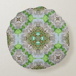 Chic Bohemian Vintage Fashion teal emerald green Round Cushion