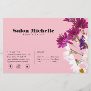 Chic Bohemian Wildflowers Pink Boutique Salon Flyer