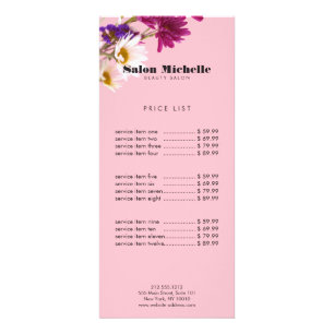 Chic Bohemian Wildflowers Pink Boutique Salon Rack Card