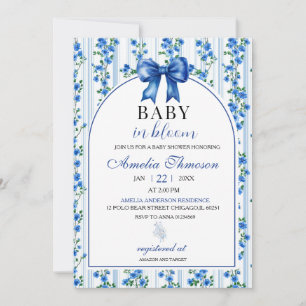 Chic Boho Blue Wildflower Boy floral Baby Shower Invitation