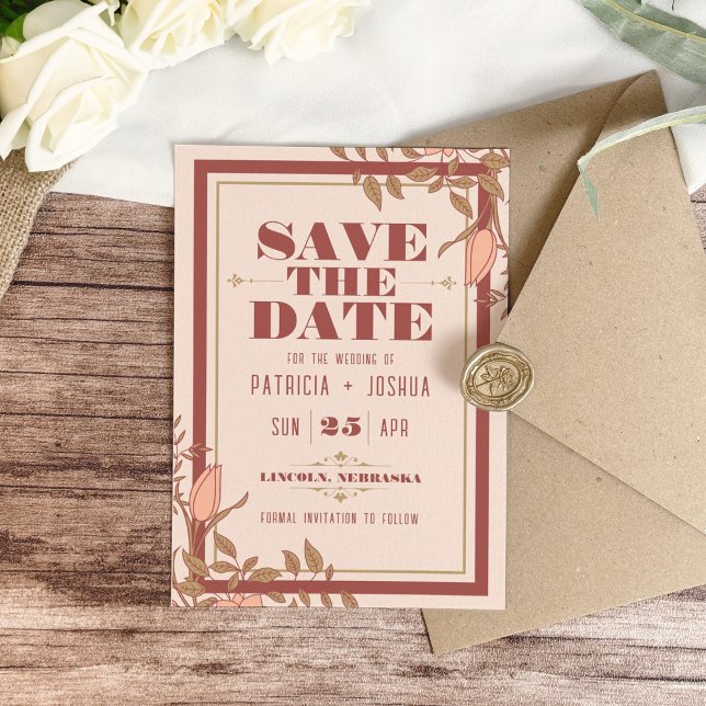 Chic Boho Blush Beige Wedding Save the Date (Creator Uploaded)