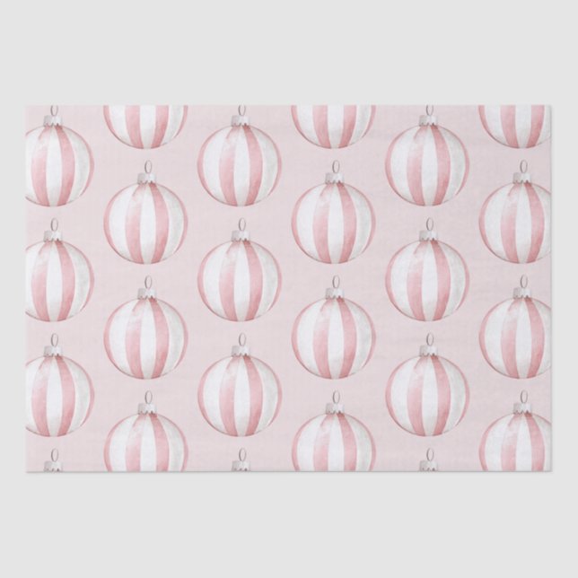 Chic Boho Blush Pink Striped Ornaments Tissue Paper (Front)