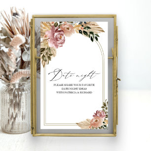 Chic Boho Bridal Shower Date Night Jar Sign