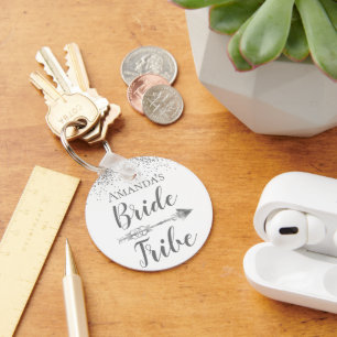 Chic Boho Bride Tribe Glittery Personalised       Key Ring