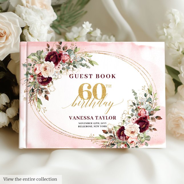 Chic Boho Burgundy Gold Roses 60th Birthday Book (Chic Boho Burgundy Gold Roses 60th Birthday)
