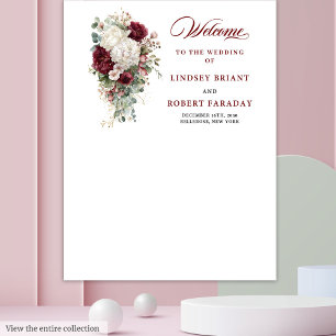 Chic Boho Burgundy White Wedding Backdrop Poster Tapestry