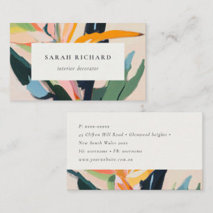 Chic Boho Colorful Bird Of Paradise Painted Floral Business Card