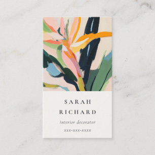 Chic Boho Colorful Bird of Paradise Painted Floral Business Card