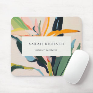 Chic Boho Colorful Bird Of Paradise Painted Floral Mouse Mat