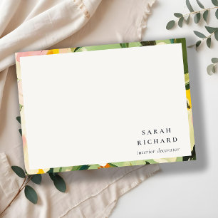 Chic Boho Colorful Green Pink Painted Floral Card