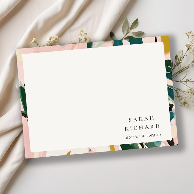 Chic Boho Colourful Pink Teal Green Painted Floral Card (Creator Uploaded)