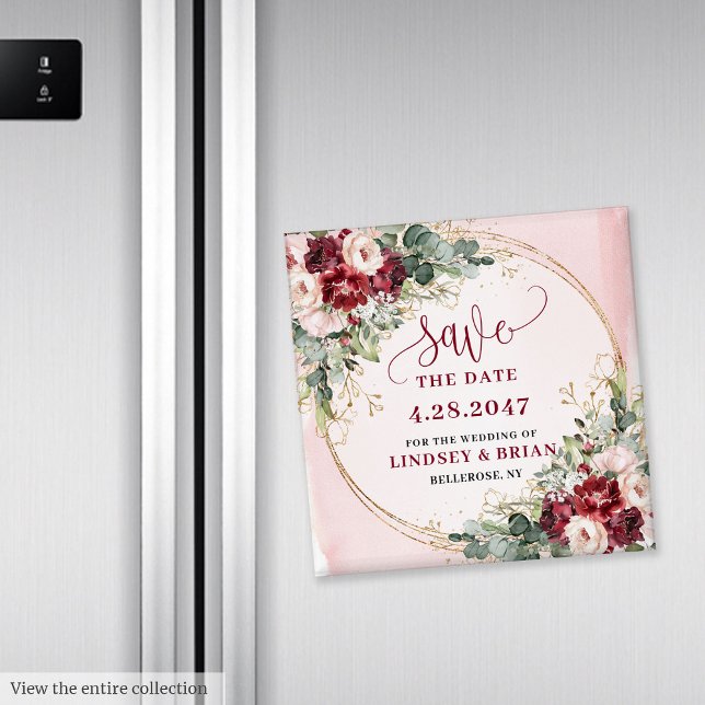 Chic Boho Deep Red Blush Gold Save the Date Magnet (Chic Boho Deep Red Blush Gold Save the Date Magnet

)