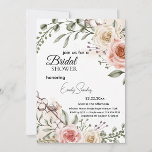 Chic Boho Floral Arch Bridal Shower Invitation