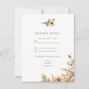 Chic Boho Flowers   Fall Flowers Wedding RSVP Card