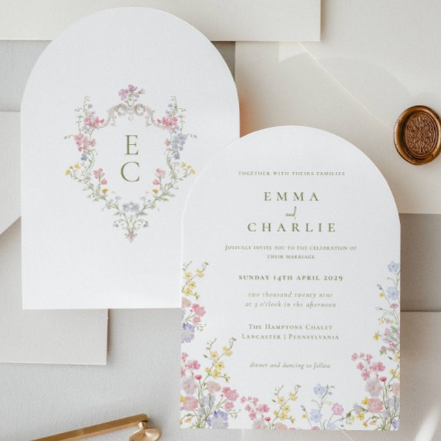 Chic Boho Garden Wildflowers Spring Summer Wedding Invitation (Creator Uploaded)