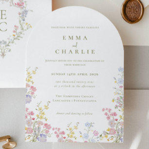 Chic Boho Garden Wildflowers Spring Summer Wedding Invitation