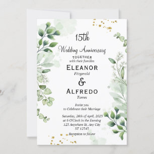 Chic Boho Greenery Wedding Anniversary Invitations