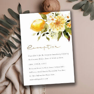 Chic Boho Lemon Yellow Floral Wedding Reception Enclosure Card
