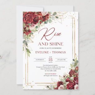 Chic boho marsala and blush roses rise and shine invitation