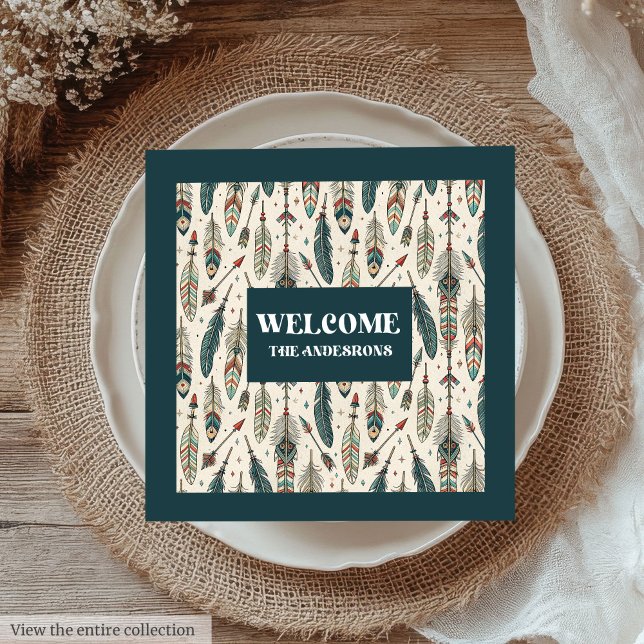 Chic Boho Napkins Feathers & Arrows Custom Name (Chic Boho Napkins Feathers & Arrows Custom Name)