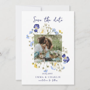 Chic boho Photo wildflowers Wedding Save The Date